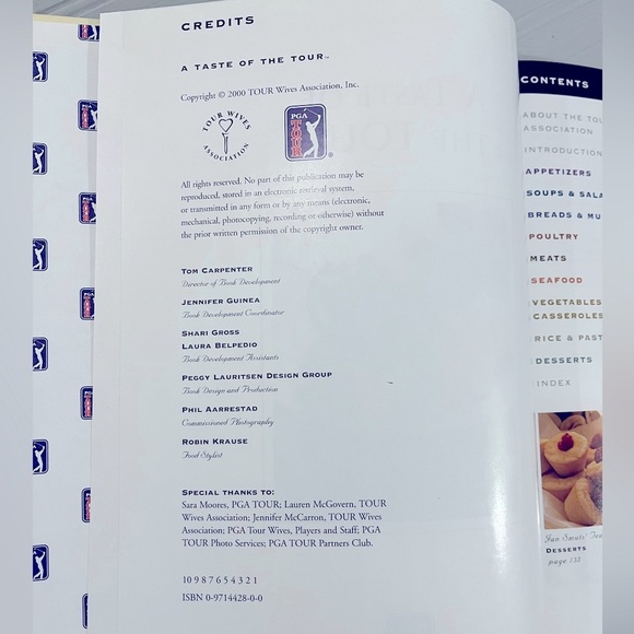 Taste Of The TOUR PGA‎ TOUR Wives Association Inc Cookbook 2000 Hardcover - Picture 7 of 11